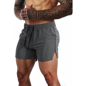 Pantalones Cortos Deportivos Grises de Secado Rápido para Hombre con Cordón Ajustable en la Cintura Elástica, Corte Casual - Product Image 1