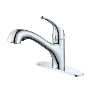Rubinetto da Cucina Estraibile a Foro Singolo in Cromo Lucido con Acqua Calda e Fredda - Product Image 1