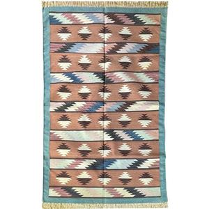 Tapis géométrique moderne en coton Dhurrie anti-bactéries et antidérapant couleur personnalisable pour la cuisine, les chambres et les allées - Product Image 2