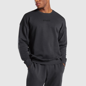 Sweat-shirt à col rond OEM ODM en coton molletonné uni à manches longues, fabricant de vêtements personnalisés en gros - Product Image 6