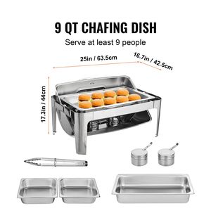 Set da Buffet con Scaldavivande in Acciaio Inox da 9 Qt con 2 Vaschette e Controllo Automatico della Temperatura - Product Image 2