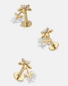 Boucles d'oreilles clous en or massif 14 carats avec diamants de laboratoire taille ronde, vente en gros, bijoux fins, clous d'oreilles en diamant de laboratoire, directement de l'usine - Product Image 1