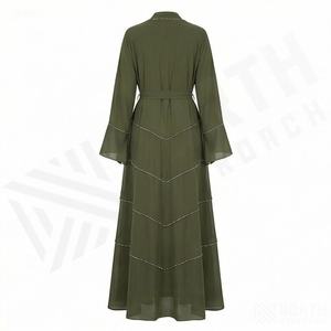 ชุดกิโมโนแบบสวมทับ OEM ปี 2025 ผ้าโพลีเอสเตอร์เนื้อนุ่มยืดหยุ่นสูง หนาขึ้น สำหรับผู้หญิงมุสลิม คอวี แขนยาว ประดับลูกปัด ความยาวระดับข้อเท้า - Product Image 2