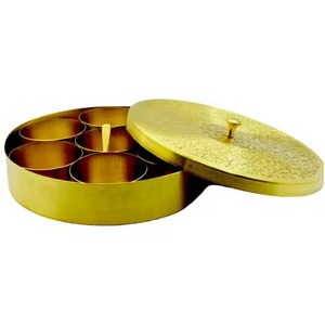 Metal Masala <b>Storage</b> Container with Decorative Lid Kitchen Organizer for Spices Herbs Seasoning and Daily Cooking - Product Image 5