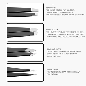 Juego de Pinzas para Cejas Profesionales de Acero Inoxidable con Puntas de Precisión y Mangos Antideslizantes para Dar Forma a las Cejas y Depilar - Product Image 4