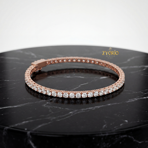 Bracelet tennis classique en or rose plaqué argent avec diamants, élégant, luxueux, bijoux fins pour femmes, cadeau de mariage, fête, style quotidien - Product Image 1