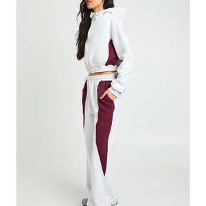 Women Workout <b>Tracksuit</b> Set Crop Hoodie Zipper Jogger Pants Activewear Wholesale Women Gym Lounge Matching Set Athleisure - Product Image 4