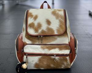 Sac à dos en cuir de vachette véritable de qualité supérieure avec fermeture éclair et motif lettres, idéal pour les voyages, l'ordinateur portable et l'école HNBP-0074 - Product Image 6