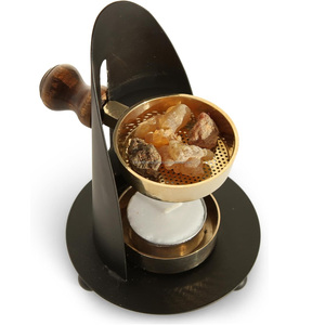 Adjustable Brass Resin Incense Burner Matte Black Stand Tealight <b>Candle</b> Frankincense Warmer Censer Wholesale - Product Image 2
