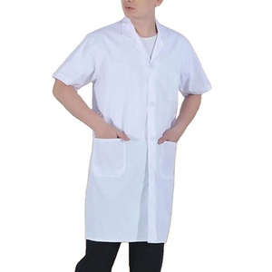 Femmes Hommes Unisexe Short Long Sleeve White Lab Cover Laboratory Work Clothes Lapel Collar Button Down Nurse Doctor Uniform Blouse - Product Image 1