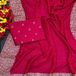 Nouvelle Collection : Saree Indien Moderne en Georgette pour Femme, Broderie Zari, Longueur Ras du Sol, Idéal Diwali/Mariage/Fête, Infroissable et Séchage Rapide - Product Image 4