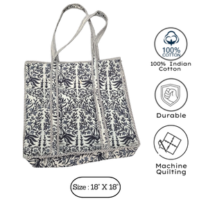 Handmade Jaipur Hand Block Print Quilted Tote <b>Bag</b> Sustainable Cotton Shopping <b>Bag</b> Eco Friendly Washable Carryall Men Women Gift - Product Image 3