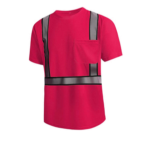 Camiseta de Trabajo de Alta Visibilidad para Hombre, Verde, Estilo Chaleco de Seguridad de Poliéster con Franjas Reflectantes y Bolsillo en el Pecho - Product Image 3