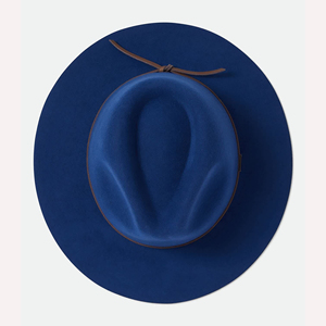 Blue 100% Polyester Fedora <b>Hat</b> Brown Ribbon <b>Band</b> Unisex Casual Wide Brim Hand Embroidery Digital Printing Four Seasons Fashion - Product Image 3