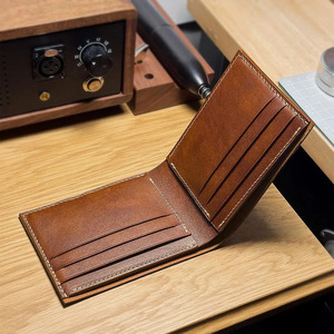 Handmade mens leather <b>wallet</b> bifold slim RFID <b>secure</b> card holder bulk supplier OEM custom branding export in pakistan - Product Image 5