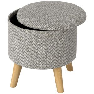 <b>Light</b> Gray Round Footstool with Storage <b>Space</b> Ottomans & Stools Product - Product Image 5