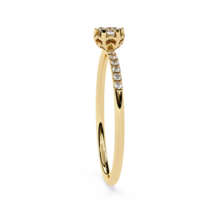 Luxury 18K Yellow Gold Natural Solitaire Diamond <b>Ring</b> <b>Dainty</b> Pave Band for Engagement <b>Ring</b> Fashion Jewelry Elegant Women <b>Ring</b> - Product Image 3