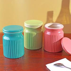 Juego de Recipientes de Cerámica Hechos a Mano con Tapa Hermética, Organizador de Cocina, Diseño Minimalista de Puntos, Recipiente Duradero y Seguro para Alimentos - Product Image 6