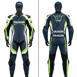 Combinaison de moto en cuir de vachette premium 1350 GSM jaune et noir avec empiècements de course, protection CE et logo personnalisé en relief - Product Image 6