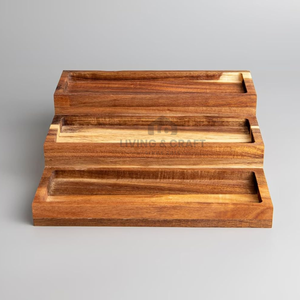 Moderno Estante de Especias de Madera de Acacia de Tres Niveles con Plato para Condimentos, para Organización del Hogar y Secado de Platos - Product Image 3