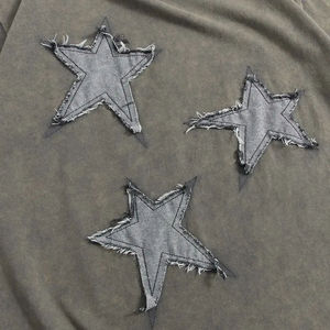 Camiseta Extra Grande para Hombre con Diseño de Apliques de Estrellas, Estilo Urbano, Manga Corta, Cuello Redondo, Tejido de Tela - Product Image 5