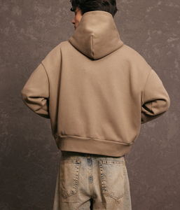 Heavy Weight 450gsm 100% Organic Cotton Boxy Fit Cropped Zip Up Hoodie Cozy Sweatfleece Perfect Zip Hoodie Thick Cotton Hoodie - Product Image 5