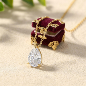 Collar con Colgante de Gota de Agua de Moissanita Pera Minimalista Francés, Chapado en Oro de 18K, Plata 925, Joyería Fina, Colgantes y Dijes de Diamantes - Product Image 3