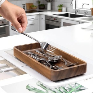 Caja de cubiertos de madera de estilo moderno, juego de cubiertos de acero inoxidable con diseño moderno único, juego de cubiertos de lujo de alta calidad - Product Image 4