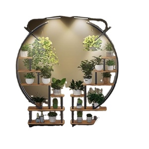 6 Tier <b>Tall</b> Iron <b>Plant</b> <b>Stand</b> with Grow Light Indoor 4 Hanging Hooks Customized Style Floor Usage - Product Image 1