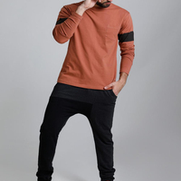 Camiseta de Manga Larga Lisa para Hombre, Diseño Sencillo, Venta al por Mayor, Ropa Masculina de Alta Calidad, Cuello Redondo