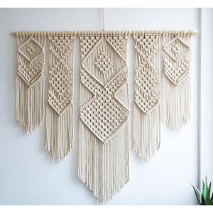 Art mural en macramé en coton fait main |   Design géométrique |   Vente en gros depuis l'Inde - Product Image 4