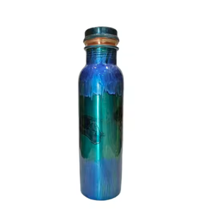 Bouteille d'eau en cuivre motif mosaïque nature, bouteille à boisson en cuivre avec motif artistique en verre forestier, collection de cadeaux contemporains pour la maison - Product Image 6