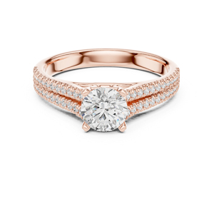 Anillo de Compromiso y Matrimonio de Lujo con Diamante Cultivado en Laboratorio, Corte Brillante, Oro de 14K Certificado, para Mujer - Product Image 3