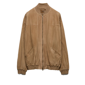New arrival Men's Cowhide Suede Bomber <b>Jacket</b> Luxury Oversized Zip Up Leather <b>Jacket</b> OEM Private Label leather good manufacture - Product Image 1