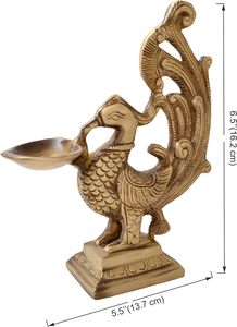 Porte-bougie en laiton vintage en forme de paon, fait main, accent décoratif de table - Product Image 6