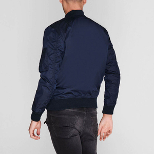 Chaqueta Bomber Azul Marino para Hombre, Cierre de Cremallera, Cuello Alto, Casual, Impermeable, Material de Nailon/Algodón, Ropa de Invierno - Product Image 5