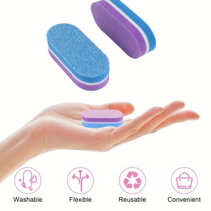 OME Double Sided Sponge Nail <b>File</b> Zebra Design Reusable Nail Care Tool 180 Grit Colorful Pattern Straight Shape Color <b>Box</b> - Product Image 4