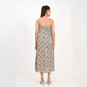 Vestido Maxi Boho Estampado 100% Algodón, Patrón Geométrico, Corte Regular, Silueta en A, Ropa Casual de Verano - Product Image 4