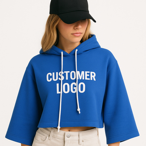 Sudaderas Cortas Personalizadas de Algodón y Elastano para Mujer con Mangas Raglán Estampadas - Product Image 3