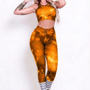 Conjunto de Yoga para Mujer, de la Mejor Calidad, Texturizado, con Costuras Sólidas, Estampado Digital, 2 Piezas, Transpirable, Cintura Alta - Product Image 1