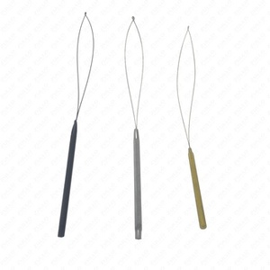 Newishtool Hair Extension Loop <b>Needle</b> <b>Threader</b> Wire Pulling Hook Tool Rainbow Color Metal Micro Link Straight Hair - Product Image 2