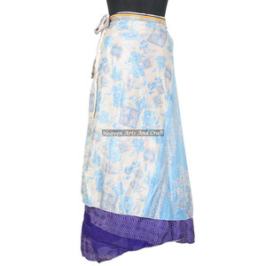 New College Girl <b>Beach</b> Wear Long Wrap Skirts Rajasthani Indian Women Wear Art Silk Rapron Skirt Indian Reversible <b>Magic</b> Sari - Product Image 5
