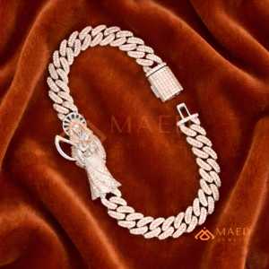 Rose Gold Moissanite Saint Figure Cuban Link <b>Bracelet</b> Premium Luxury <b>Chain</b> Jewelry For <b>Men</b> Women Gift Daily Wear - Product Image 1