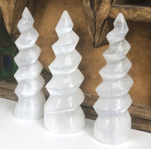 แท่นควอทซ์เคลือบแบบปรับแต่งได้,งานฝีมือหอคอยแบบเกลียว Selenite สำหรับตกแต่งบ้านจาก Exis คริสตัลส่งออก - Product Image 1
