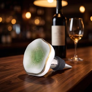 Glass Bottle Stopper With Green Art Design For <b>Wine</b> Sealing - Product Image 1