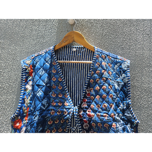 Veste matelassée sans manches pour femme, patchwork floral, gilet rembourré en coton, vêtement d'extérieur décontracté pour l'hiver, cadeau pour elle - Product Image 4