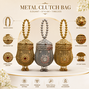 Luxury Metal <b>Clutch</b> Bag with Pearl Beaded Handle Eco-Friendly Evening Handbag for <b>Wedding</b> Party Bridal & Festive Occasions - Product Image 6