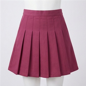 <b>Women</b> Pleated Mini Skirt Solid Color Regular Waist Polyester All Seasons Casual Style - Product Image 1
