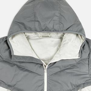 Men's Thick Hooded <b>Puffer</b> <b>Jacket</b> Gray <b>White</b> Windproof Waterproof Breathable Eco-Friendly Polyester Wadding Filled Zipper Closure - Product Image 5