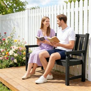 Panca da Giardino Nera per Uso Esterno e Patio - Product Image 1